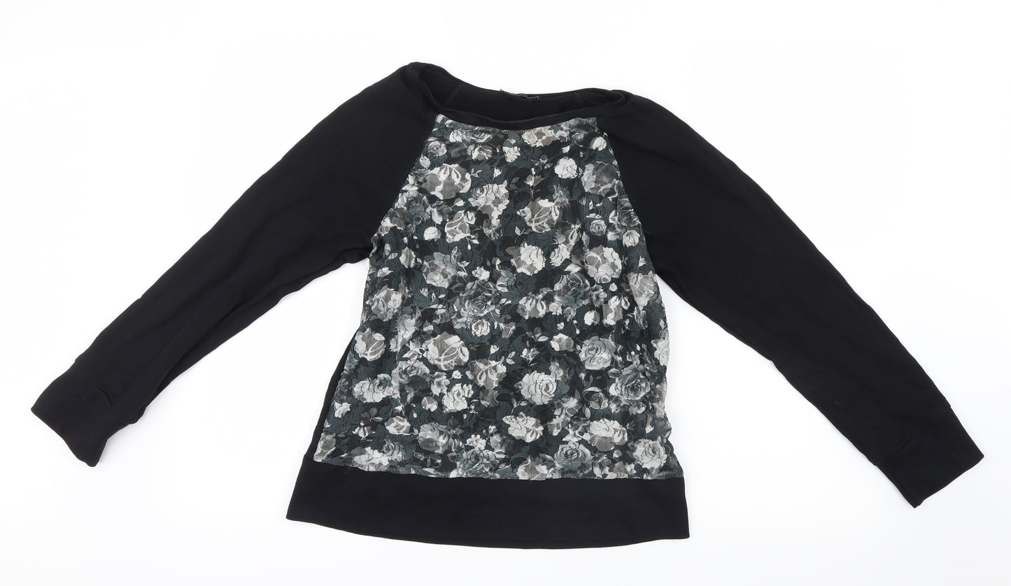 Atmosphere Womens Black Floral  Pullover Jumper Size 10