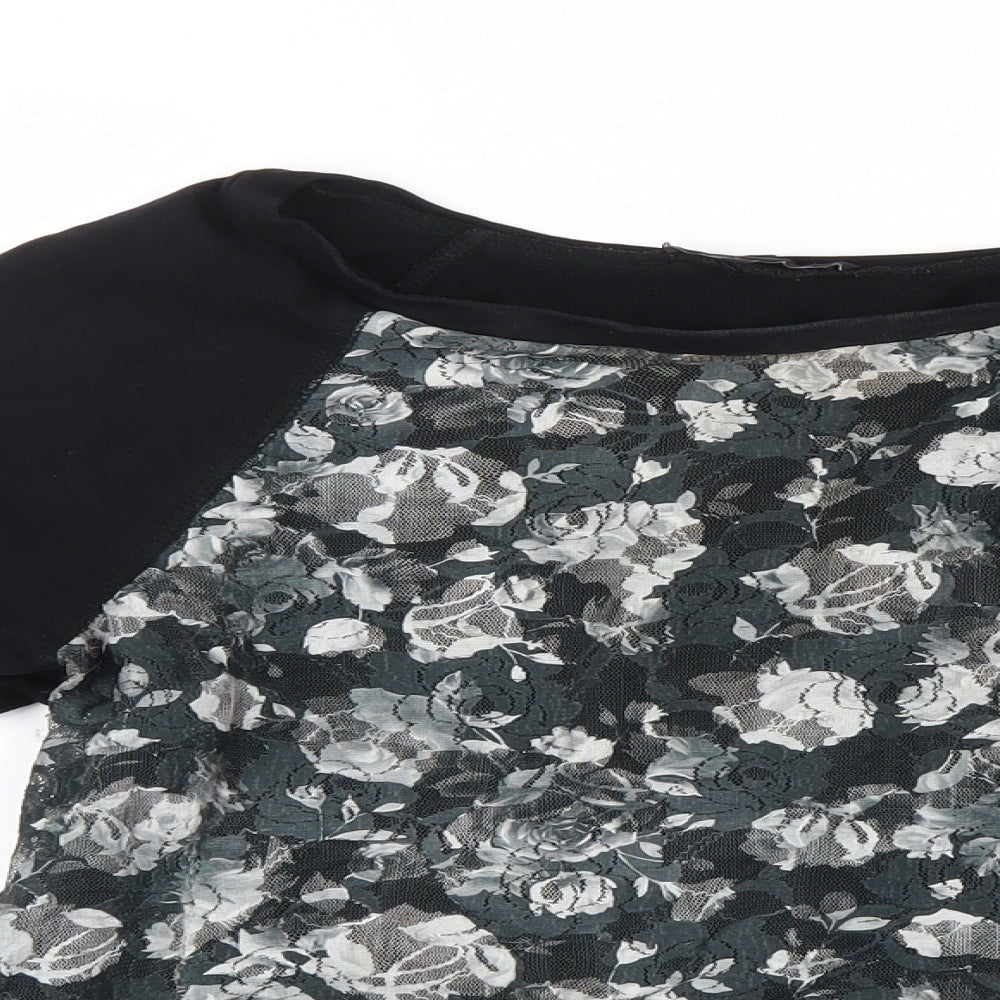 Atmosphere Womens Black Floral  Pullover Jumper Size 10