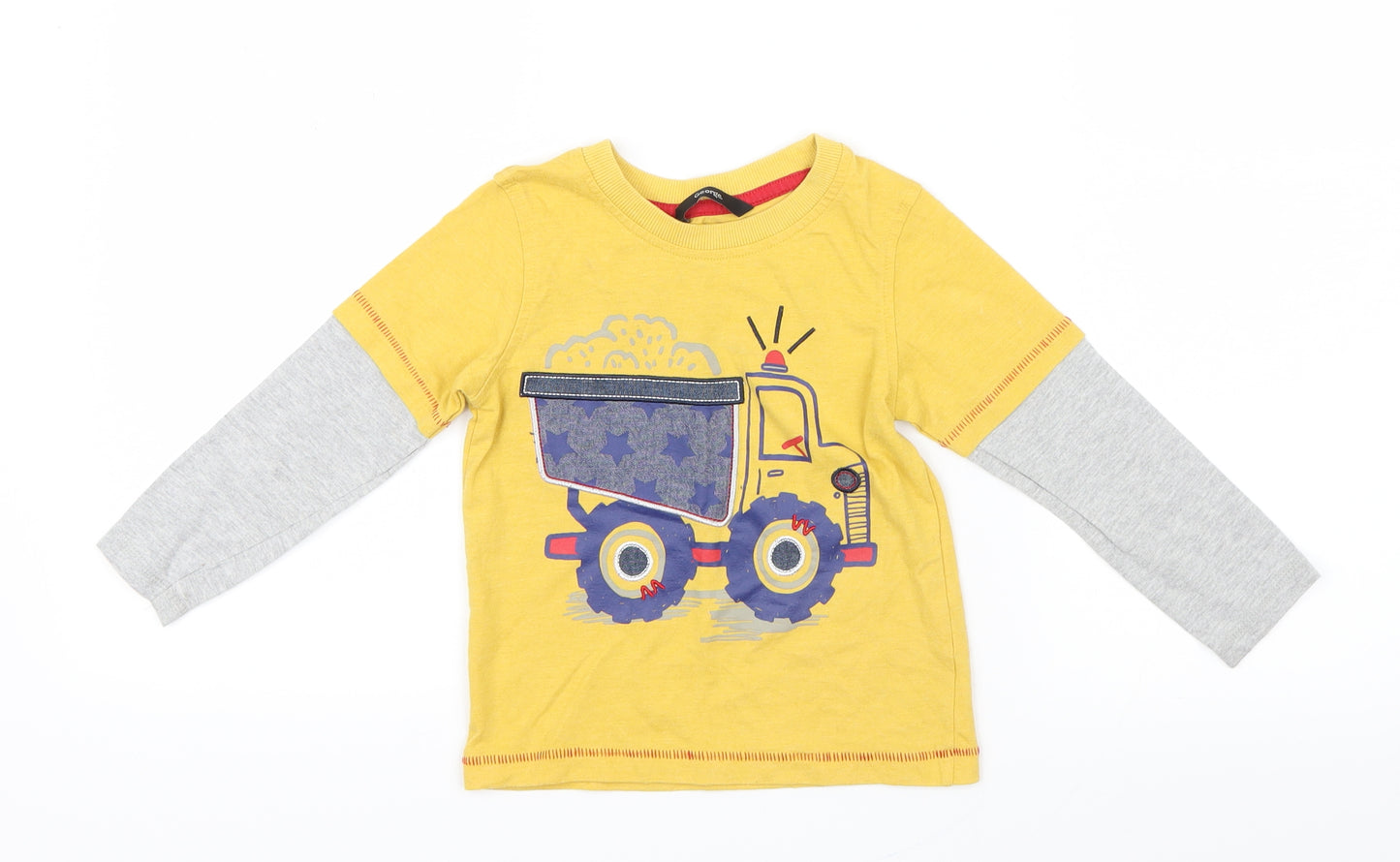 George Boys Yellow   Basic T-Shirt Size 2-3 Years  - Truck