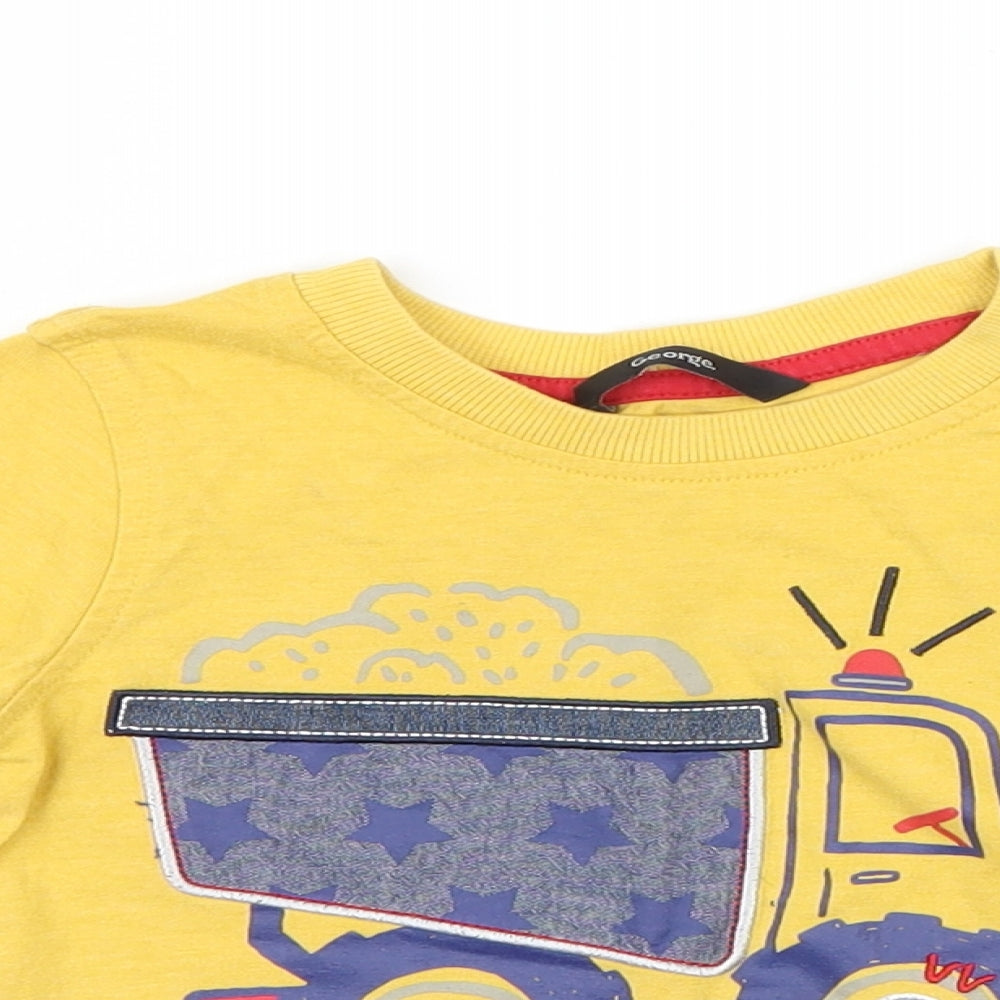 George Boys Yellow   Basic T-Shirt Size 2-3 Years  - Truck