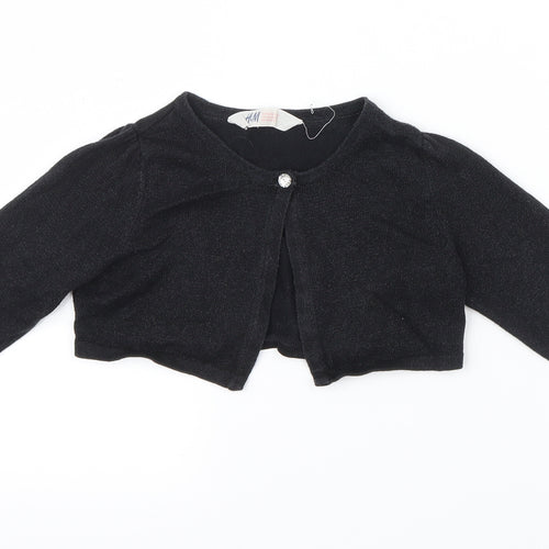 H&M Girls Black  Knit Cardigan Jumper Size 5-6 Years