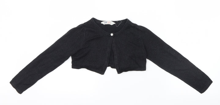 H&M Girls Black Knit Cardigan Jumper Size 5-6 Years