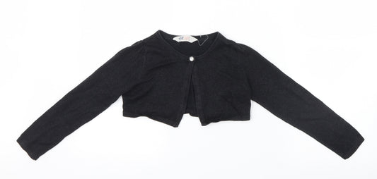 H&M Girls Black  Knit Cardigan Jumper Size 5-6 Years