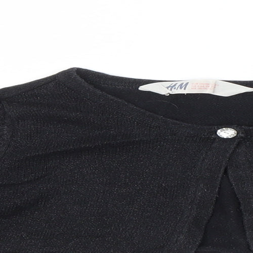 H&M Girls Black  Knit Cardigan Jumper Size 5-6 Years