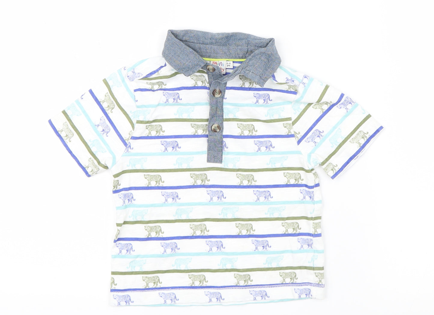 Mini Club Boys White Geometric  Basic T-Shirt Size 2-3 Years