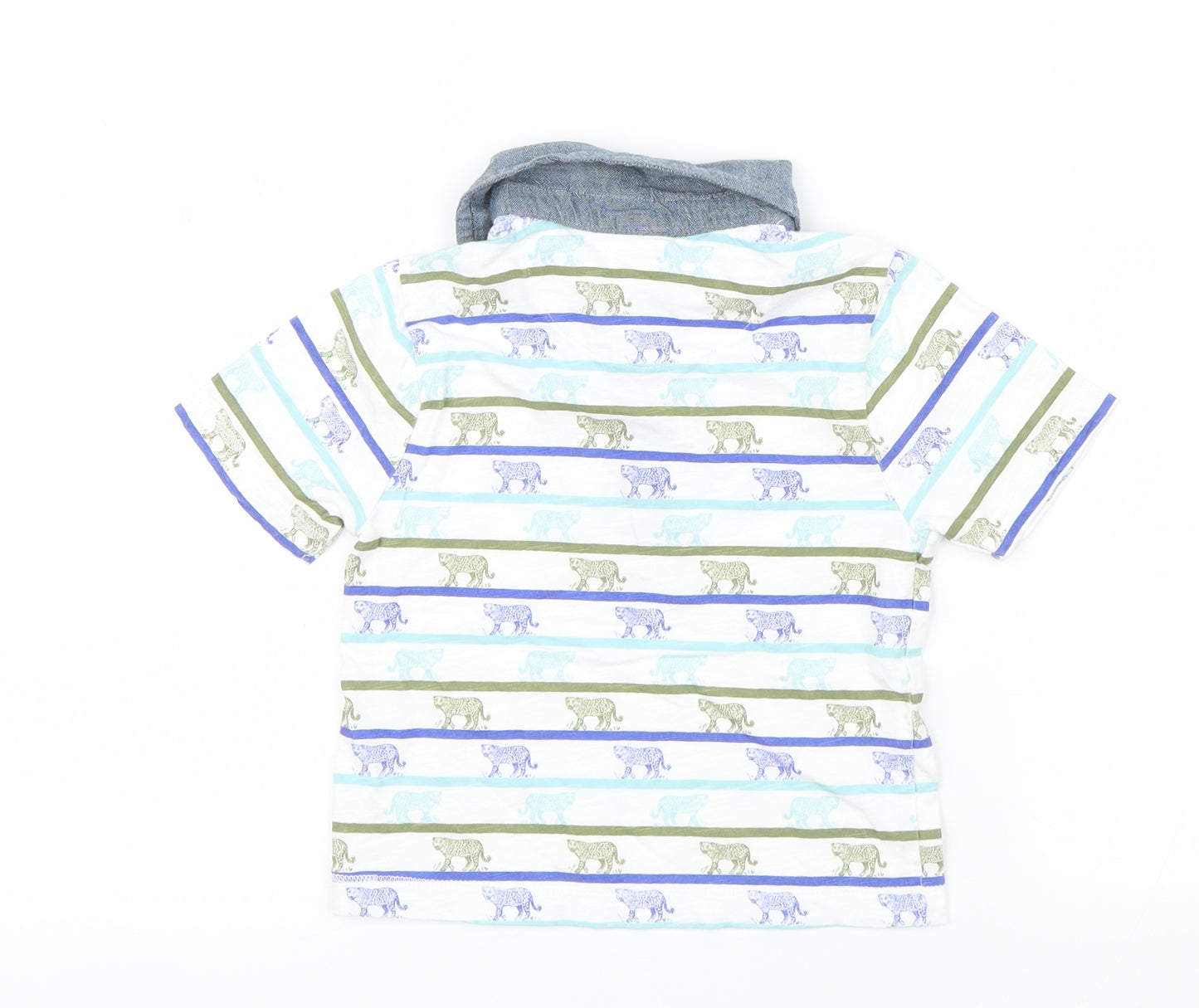 Mini Club Boys White Geometric  Basic T-Shirt Size 2-3 Years