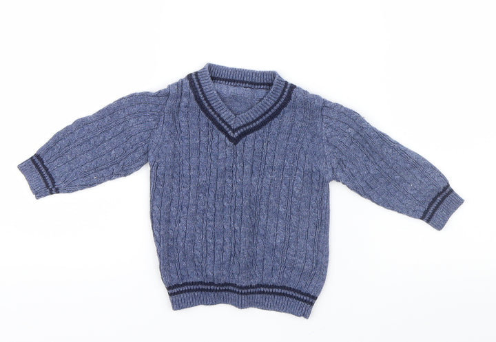 George Boys Blue Knit Pullover Jumper Size 6-9 Months