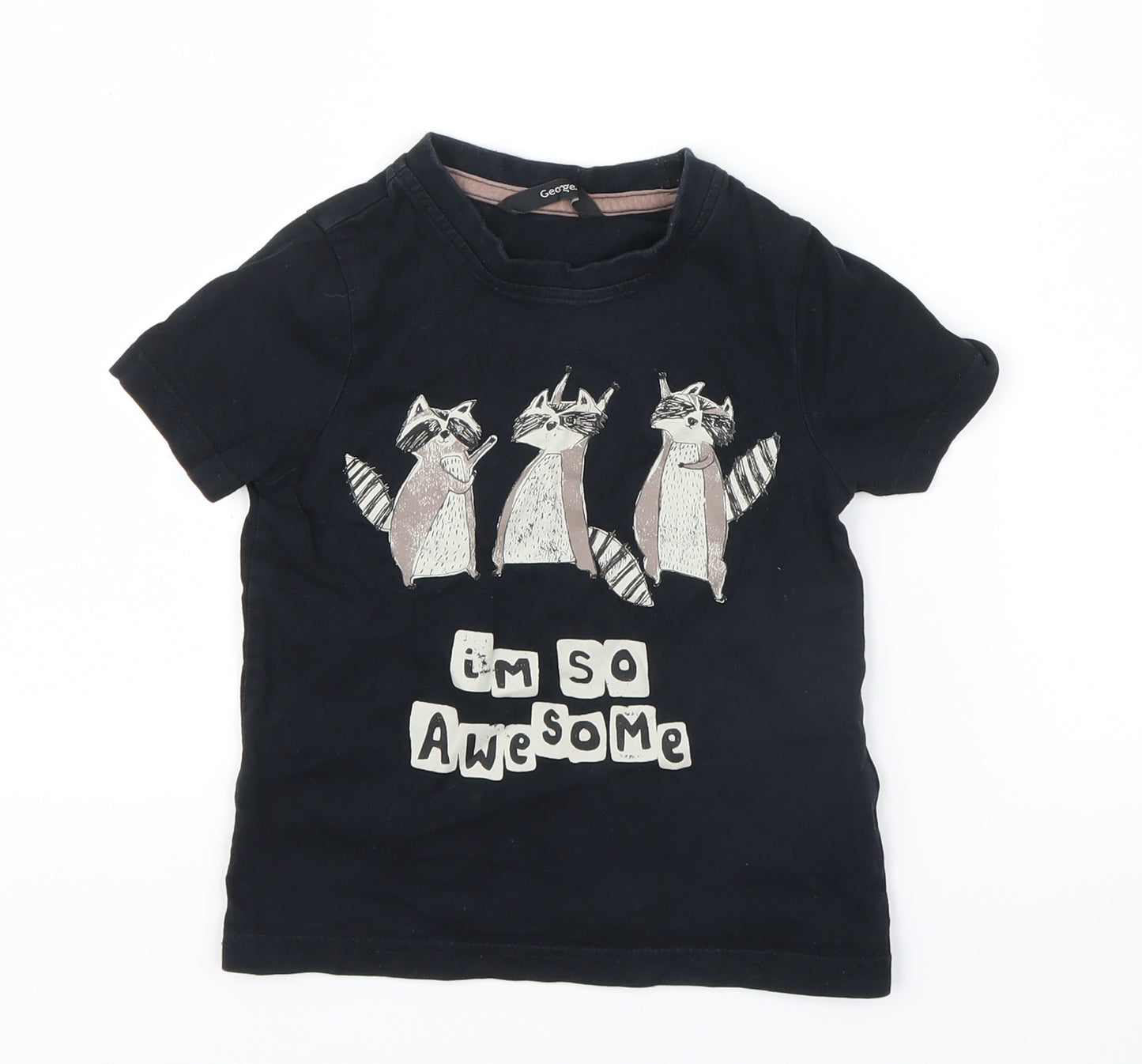 George Girls Black   Basic T-Shirt Size 2-3 Years