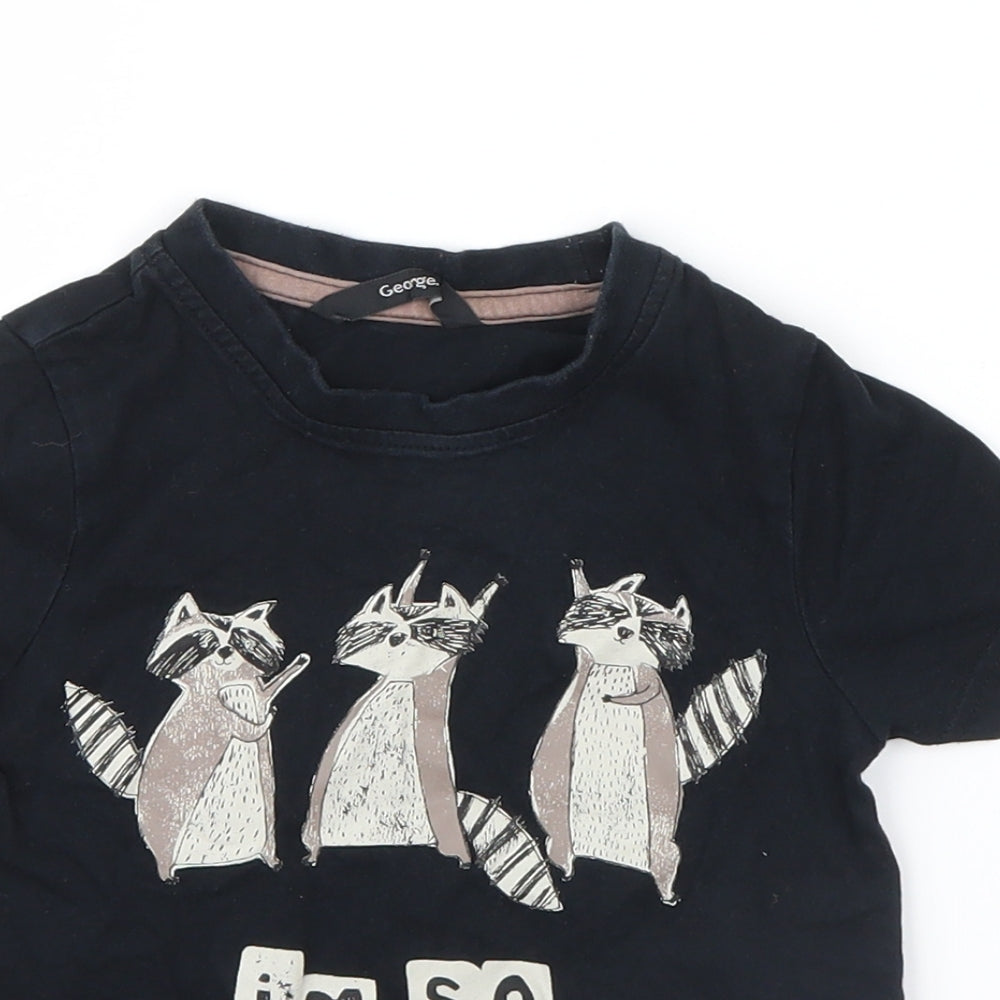 George Girls Black   Basic T-Shirt Size 2-3 Years