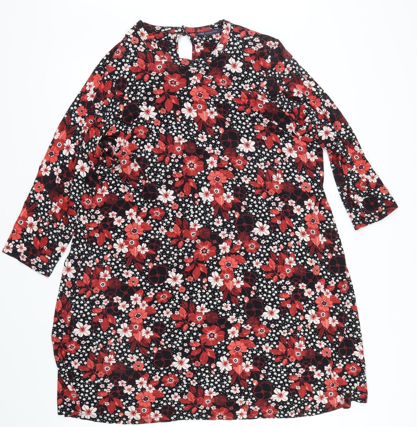 Marks and Spencer Womens Red Floral  Shirt Dress  Size 20