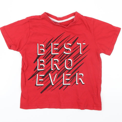 Primark Boys Red   Basic T-Shirt Size 2-3 Years