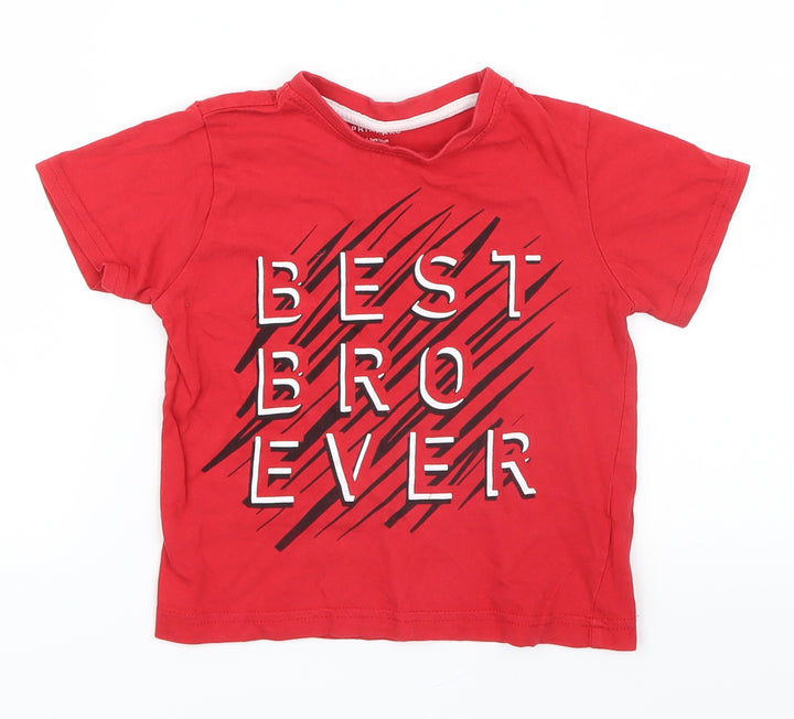 Primark Boys Red   Basic T-Shirt Size 2-3 Years