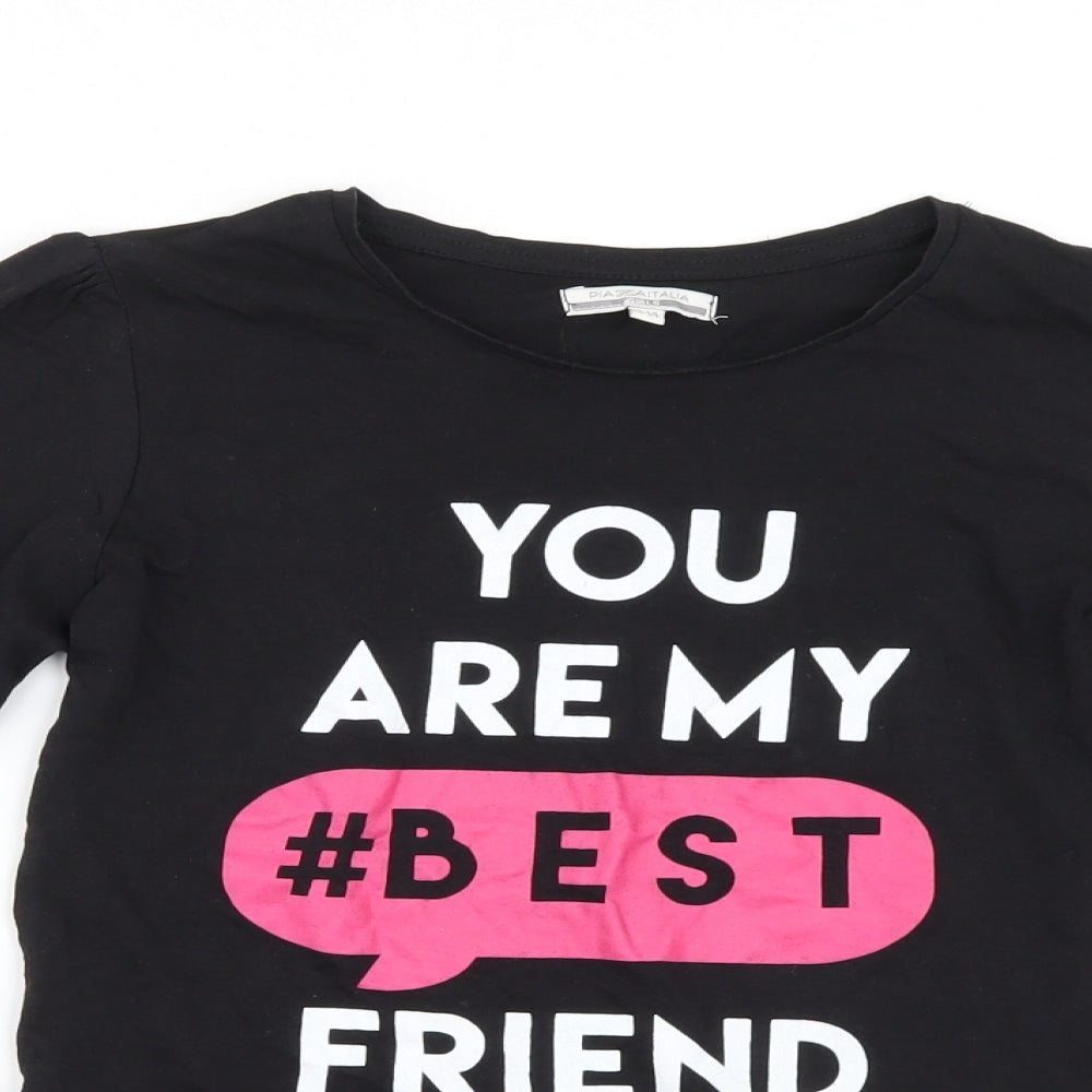 Piaza Italia Girls Black   Basic T-Shirt Size 13-14 Years