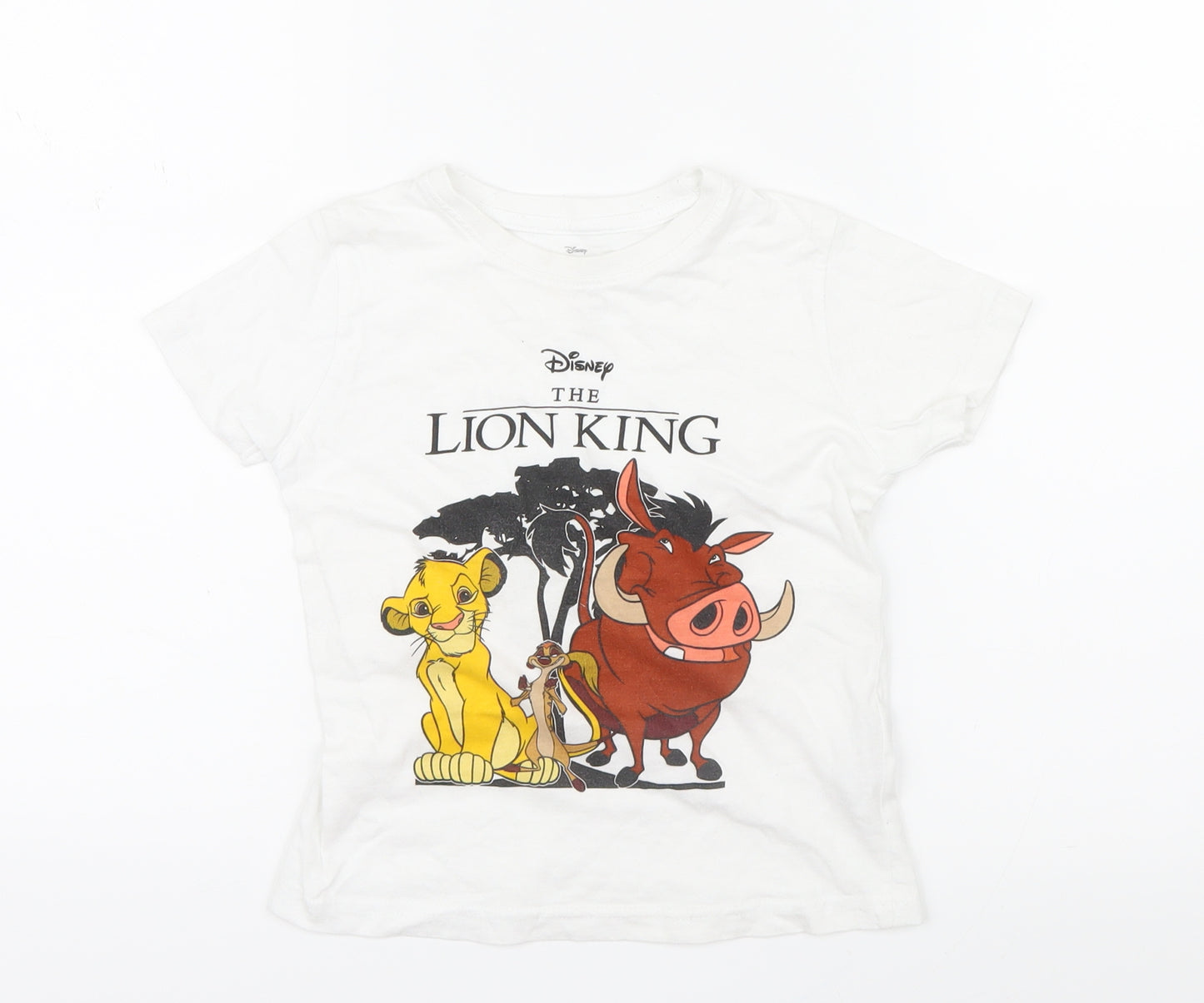 Primark Girls White   Basic T-Shirt Size 3-4 Years  - Lion King