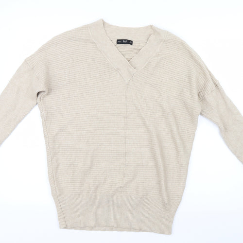 F&F Womens Beige  Knit Pullover Jumper Size 12
