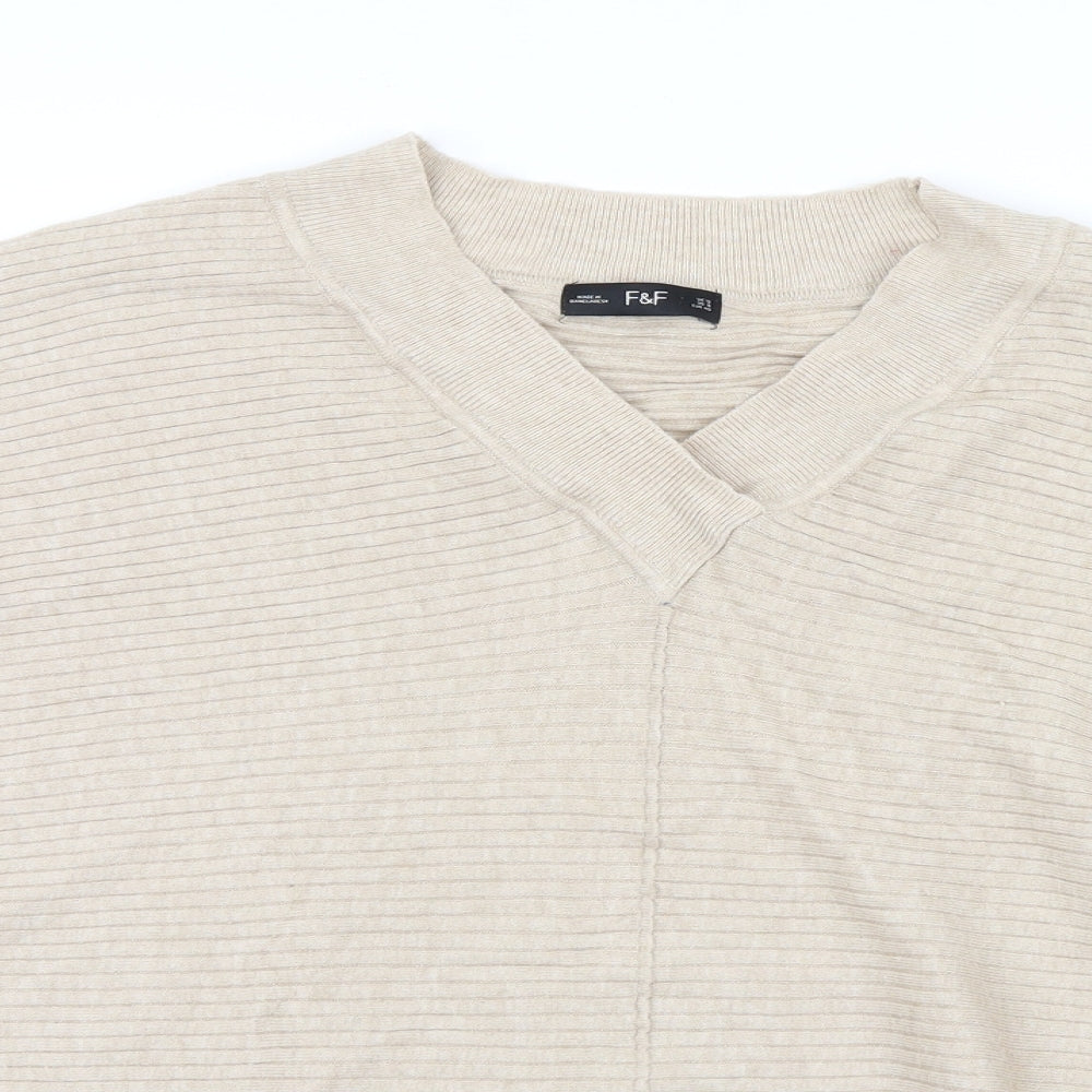 F&F Womens Beige  Knit Pullover Jumper Size 12