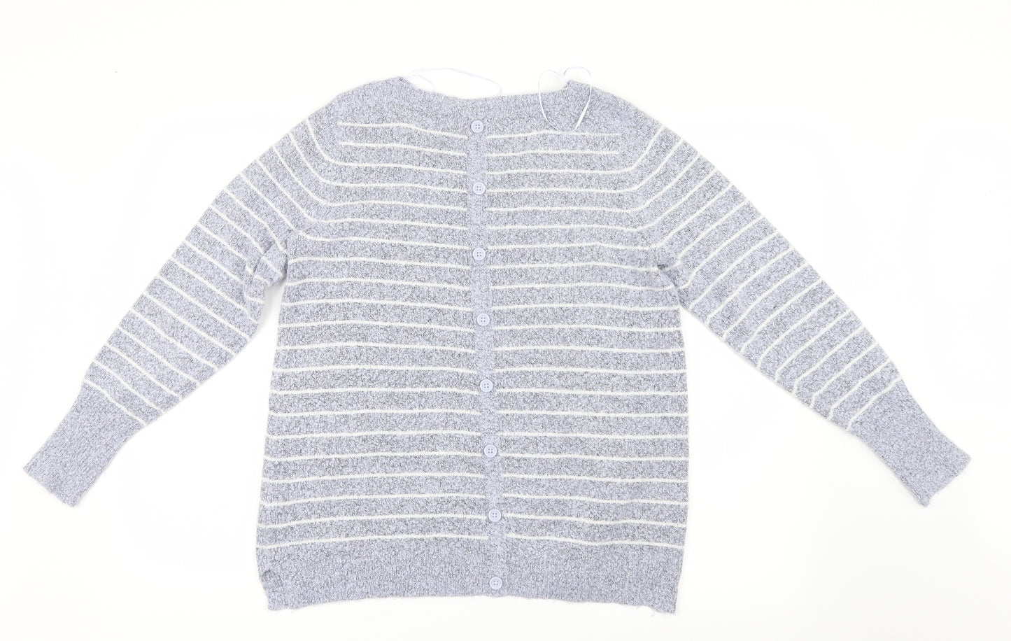 M&Co Womens Blue Striped Knit Pullover Jumper Size 14