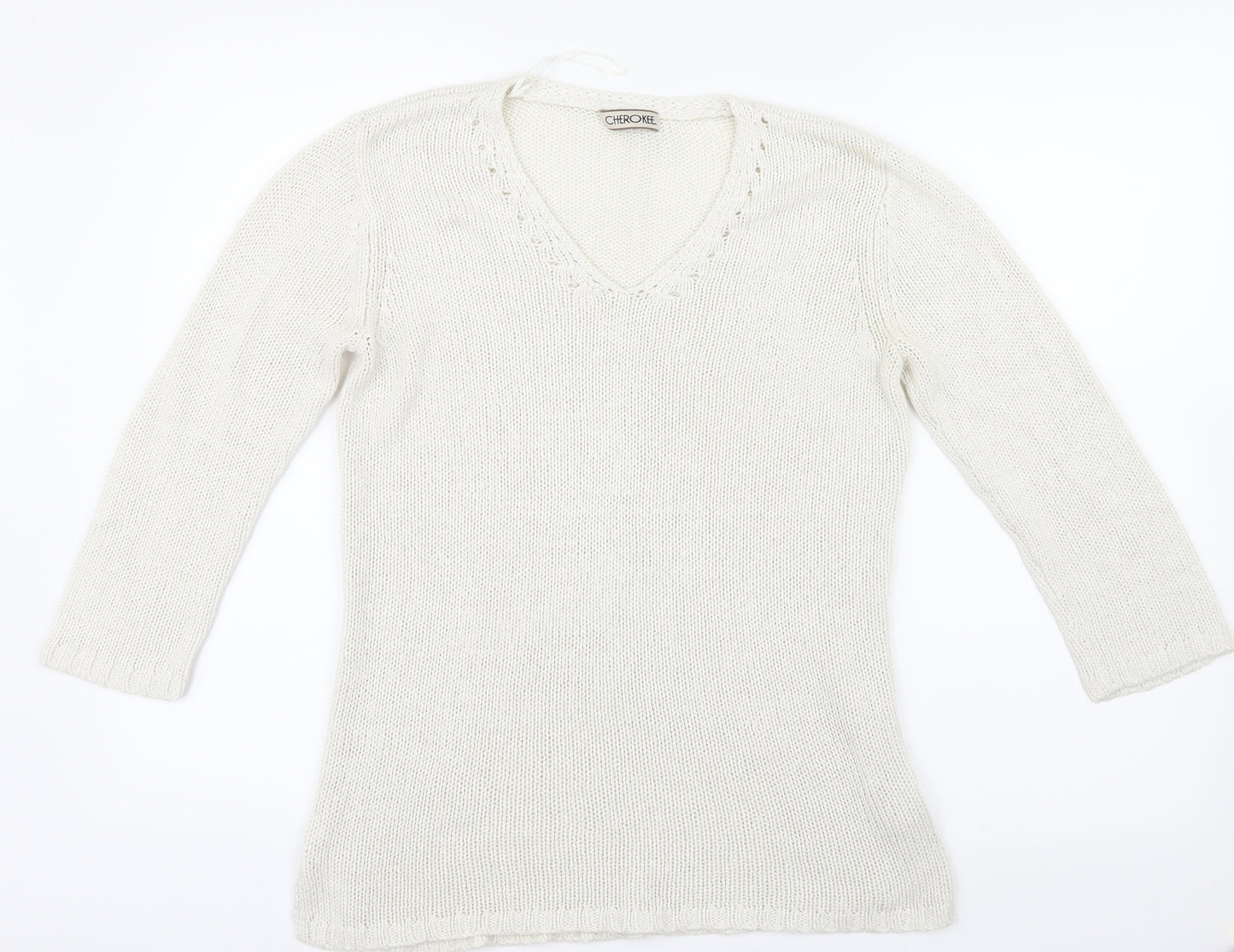 Cherokee Womens White  Knit Pullover Jumper Size 10