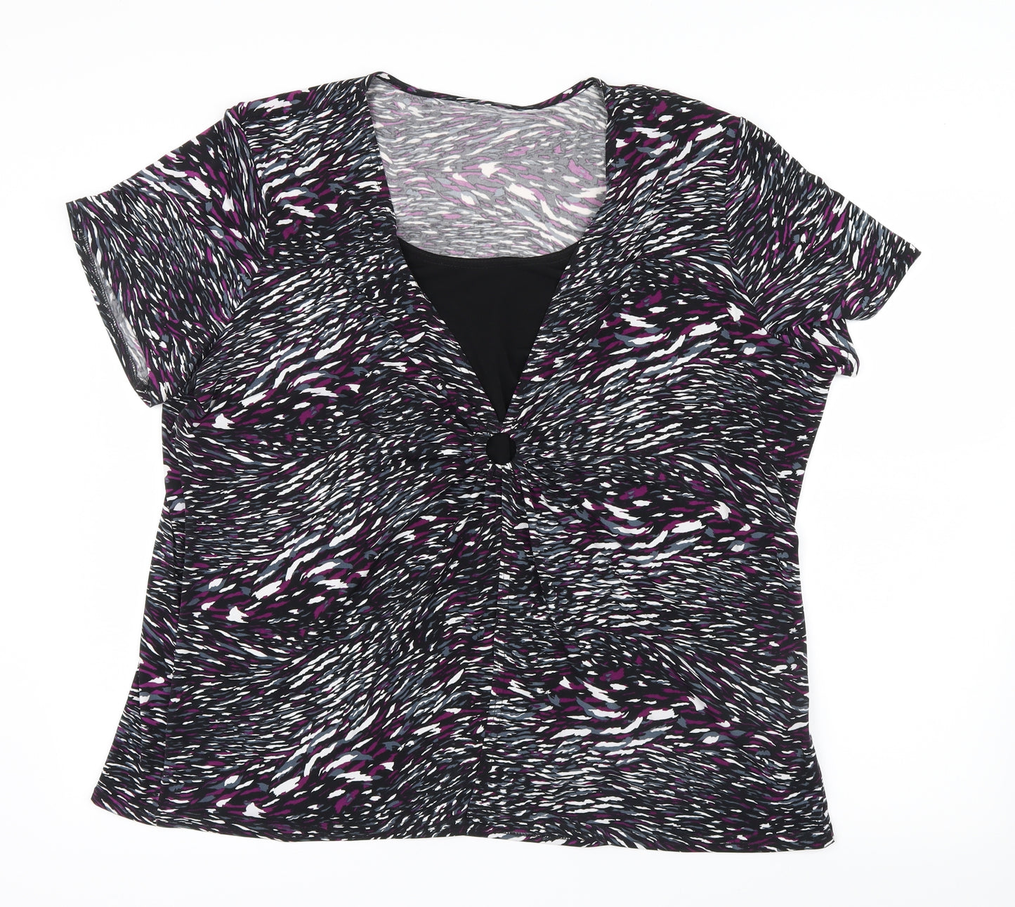 Bm  Womens Purple Geometric  Basic Blouse Size 24