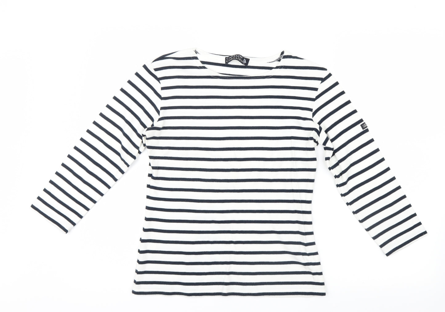 Captain Corsaire Womens White Striped Knit Pullover Jumper Size 10