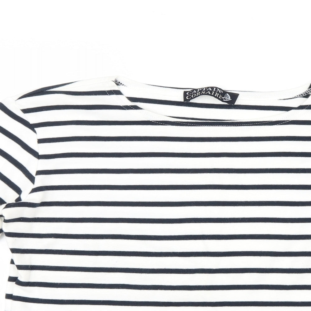 Captain Corsaire Womens White Striped Knit Pullover Jumper Size 10
