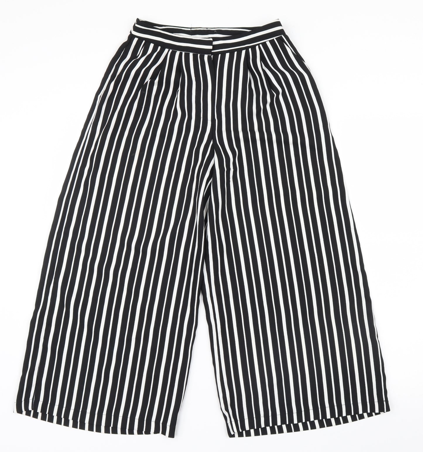 Primark Womens White Striped  Cropped Trousers Size 6 L22 in