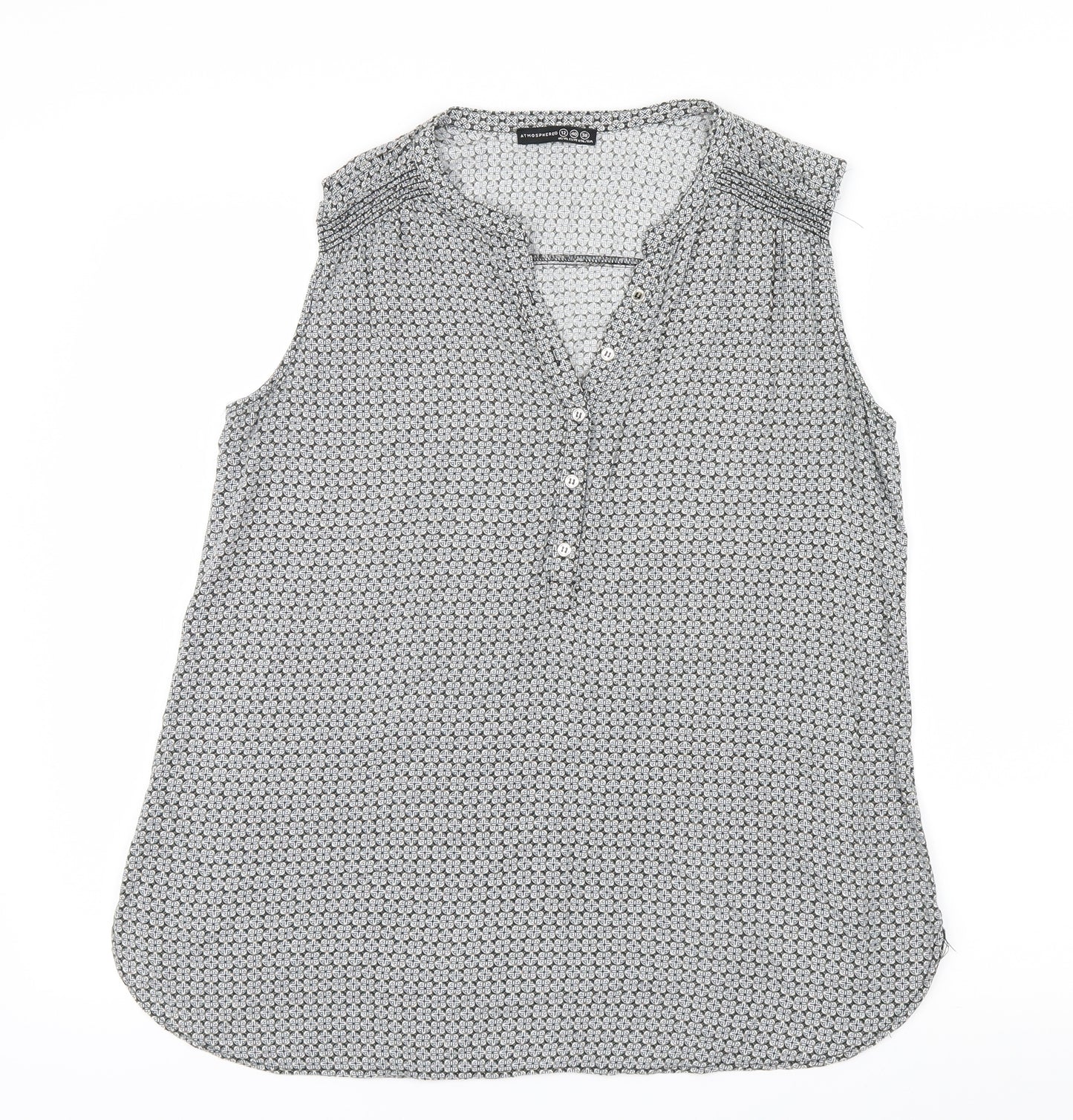 Atmosphere Womens Black Geometric  Basic Blouse Size 12