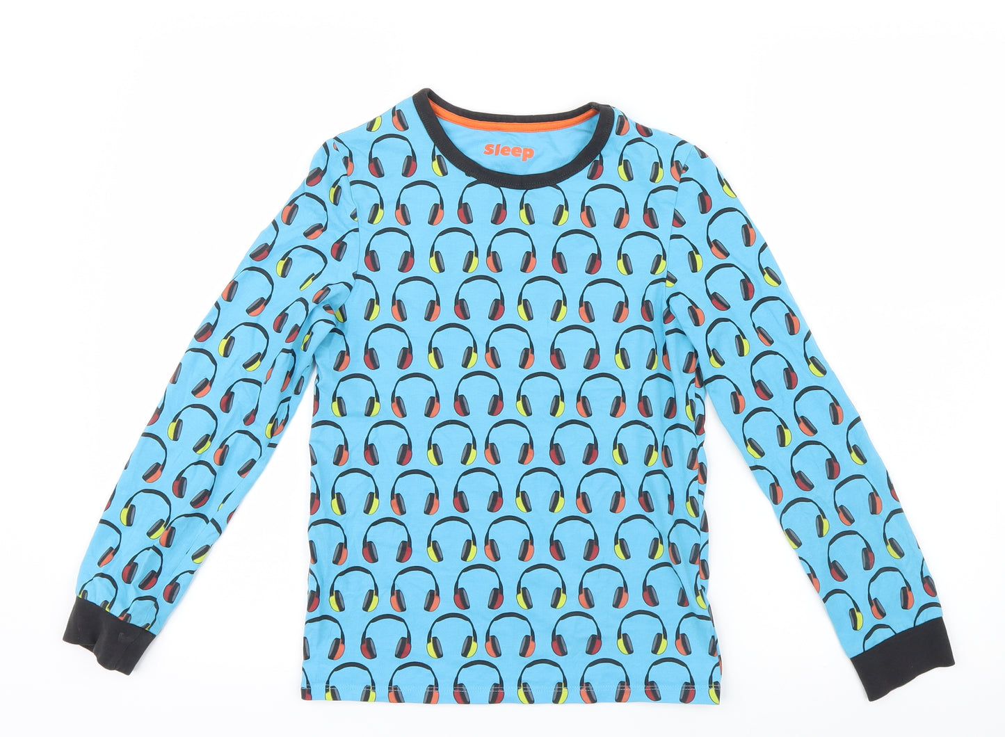 Marks and Spencer Boys Blue Geometric   Pyjama Top Size 9-10 Years
