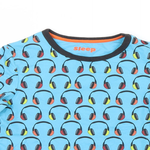 Marks and Spencer Boys Blue Geometric   Pyjama Top Size 9-10 Years
