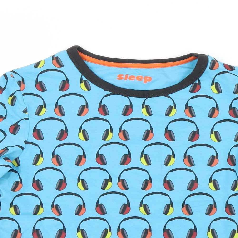 Marks and Spencer Boys Blue Geometric   Pyjama Top Size 9-10 Years