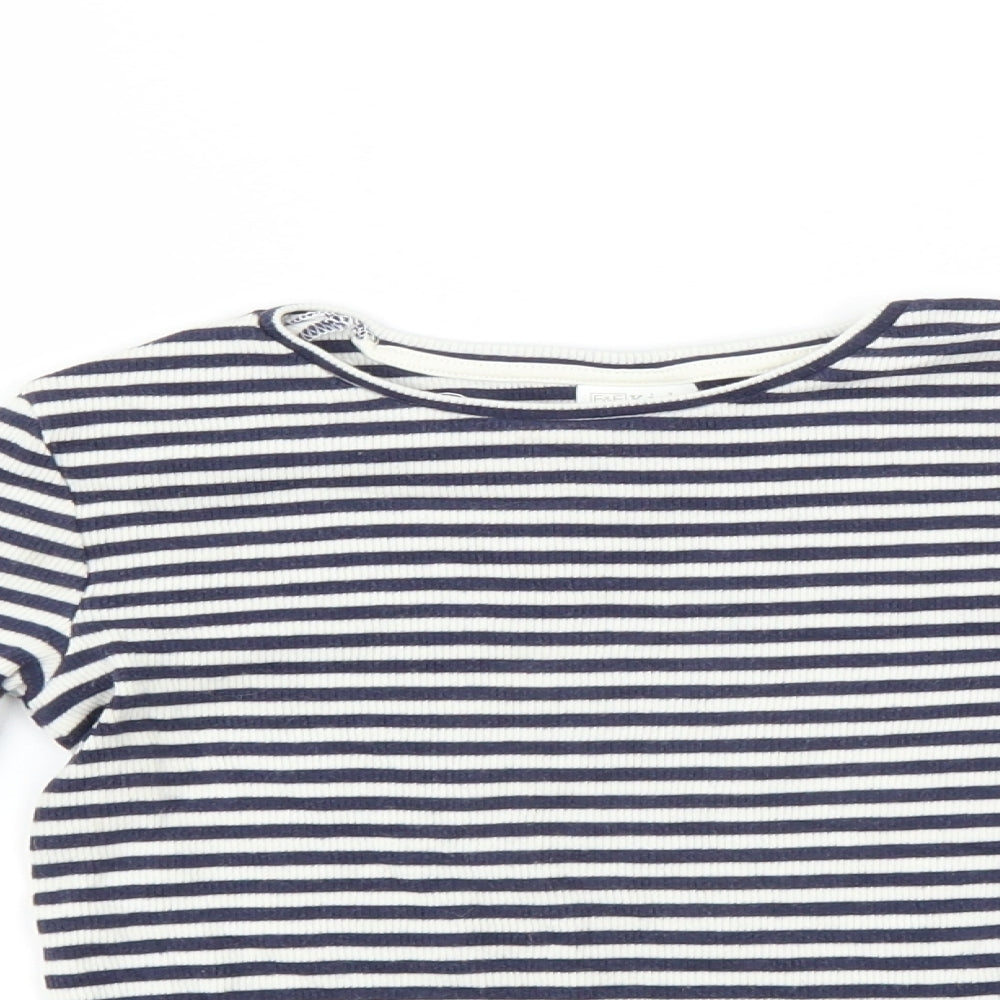F&F Girls Blue Striped  Basic T-Shirt Size 5-6 Years