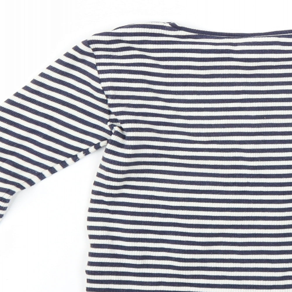 F&F Girls Blue Striped  Basic T-Shirt Size 5-6 Years