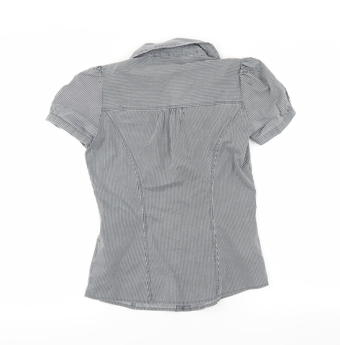 New Look Womens Grey Striped  Basic Blouse Size 8