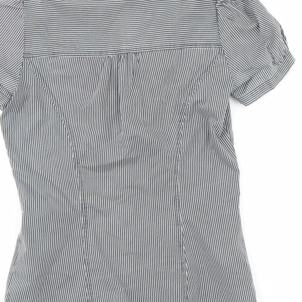 New Look Womens Grey Striped  Basic Blouse Size 8