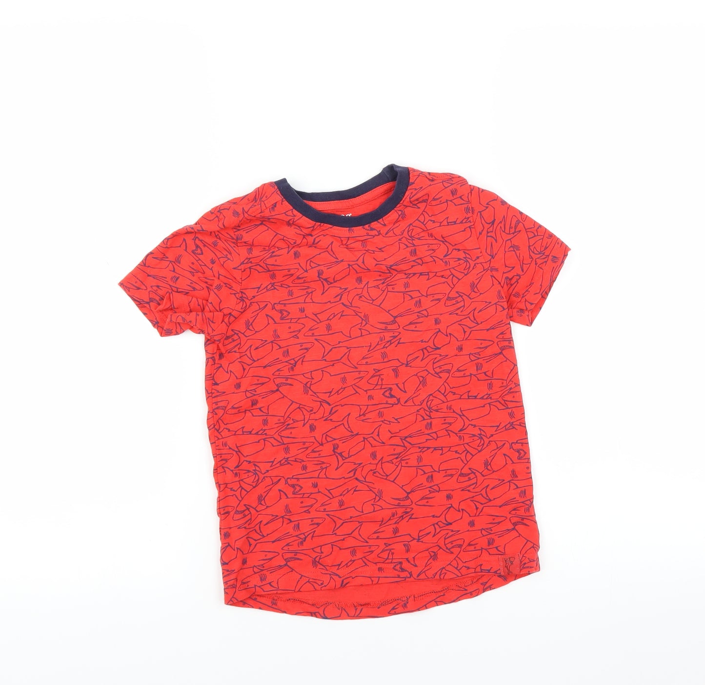 Nutmeg Boys Red   Basic T-Shirt Size 4-5 Years  - Shark print