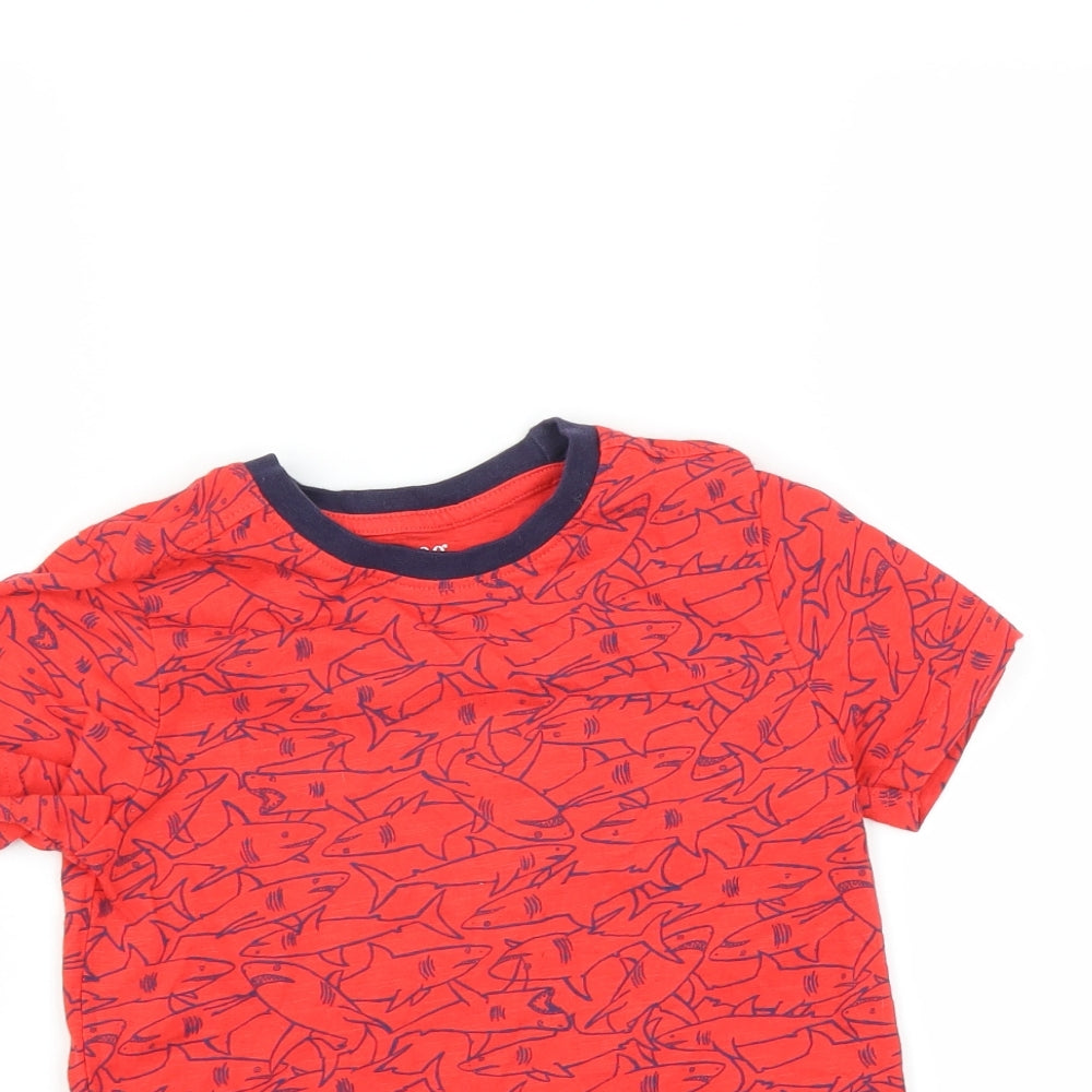 Nutmeg Boys Red   Basic T-Shirt Size 4-5 Years  - Shark print
