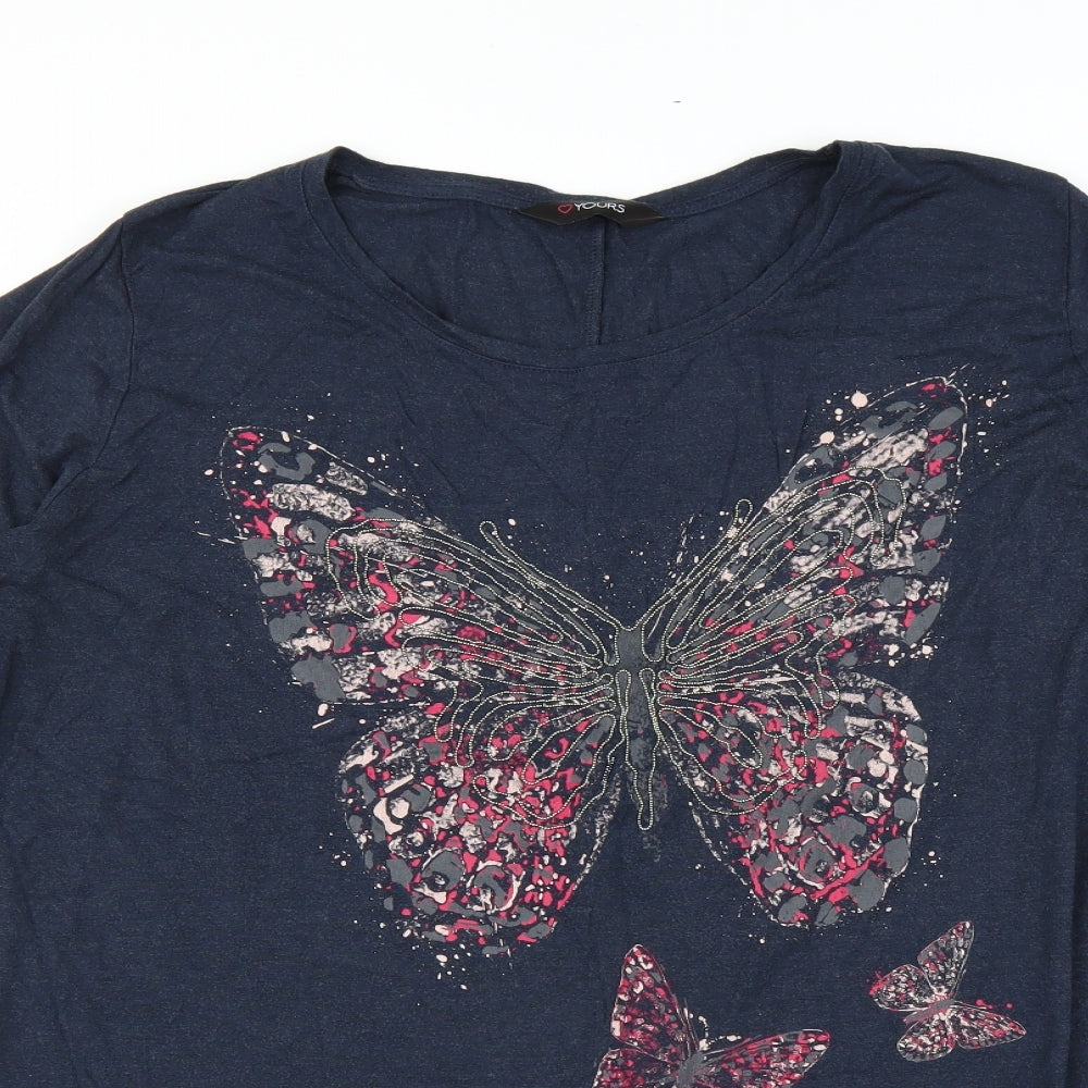 Yours Womens Blue   Basic T-Shirt Size 22  - BUTTERFLIES