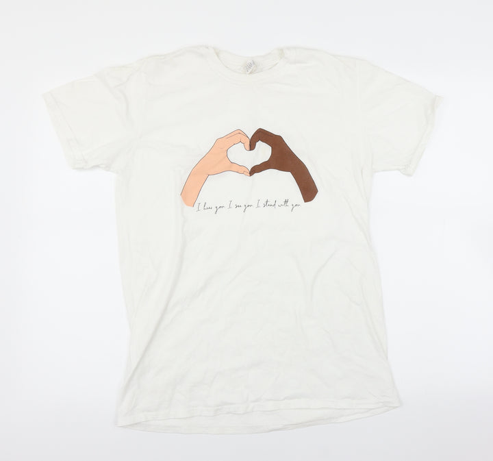 Gildan Womens White Basic T-Shirt Size M