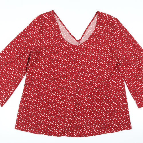 Preworn Womens Red   Basic Blouse Size 2XL  - heart pattern
