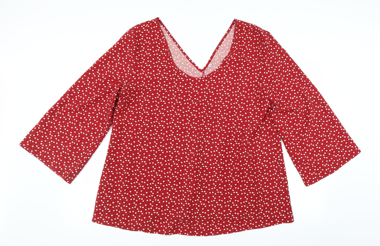Preworn Womens Red   Basic Blouse Size 2XL  - heart pattern