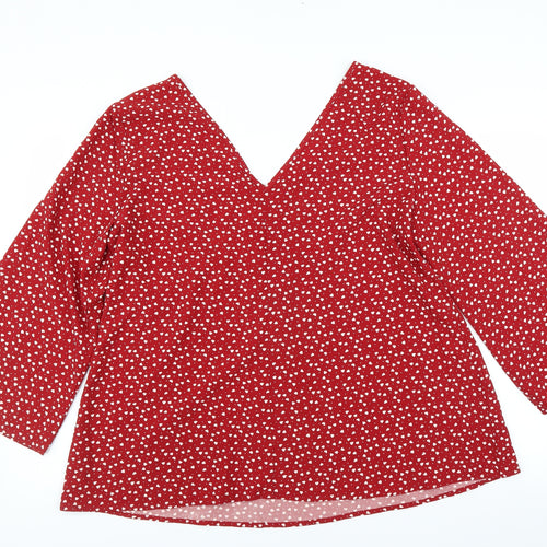 Preworn Womens Red   Basic Blouse Size 2XL  - heart pattern
