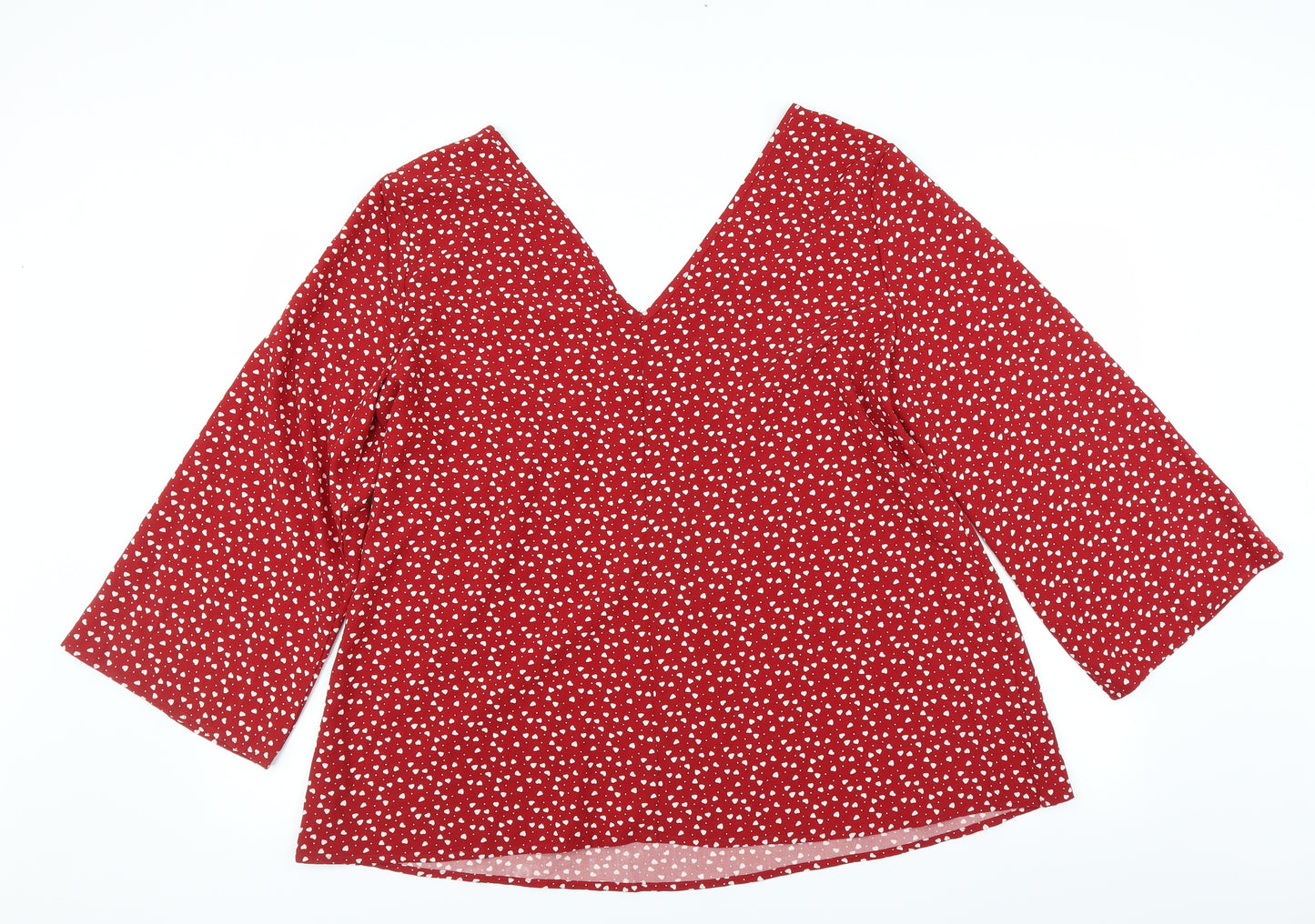 Preworn Womens Red   Basic Blouse Size 2XL  - heart pattern