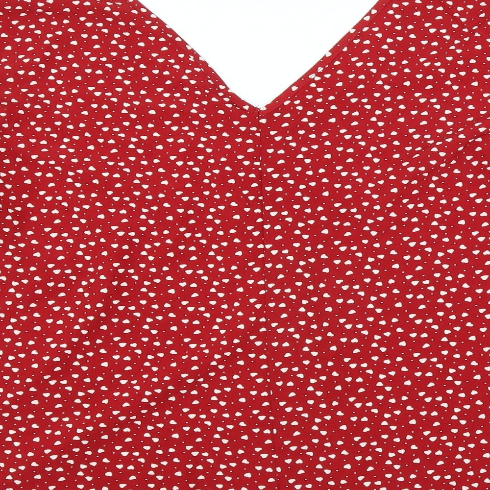 Preworn Womens Red   Basic Blouse Size 2XL  - heart pattern