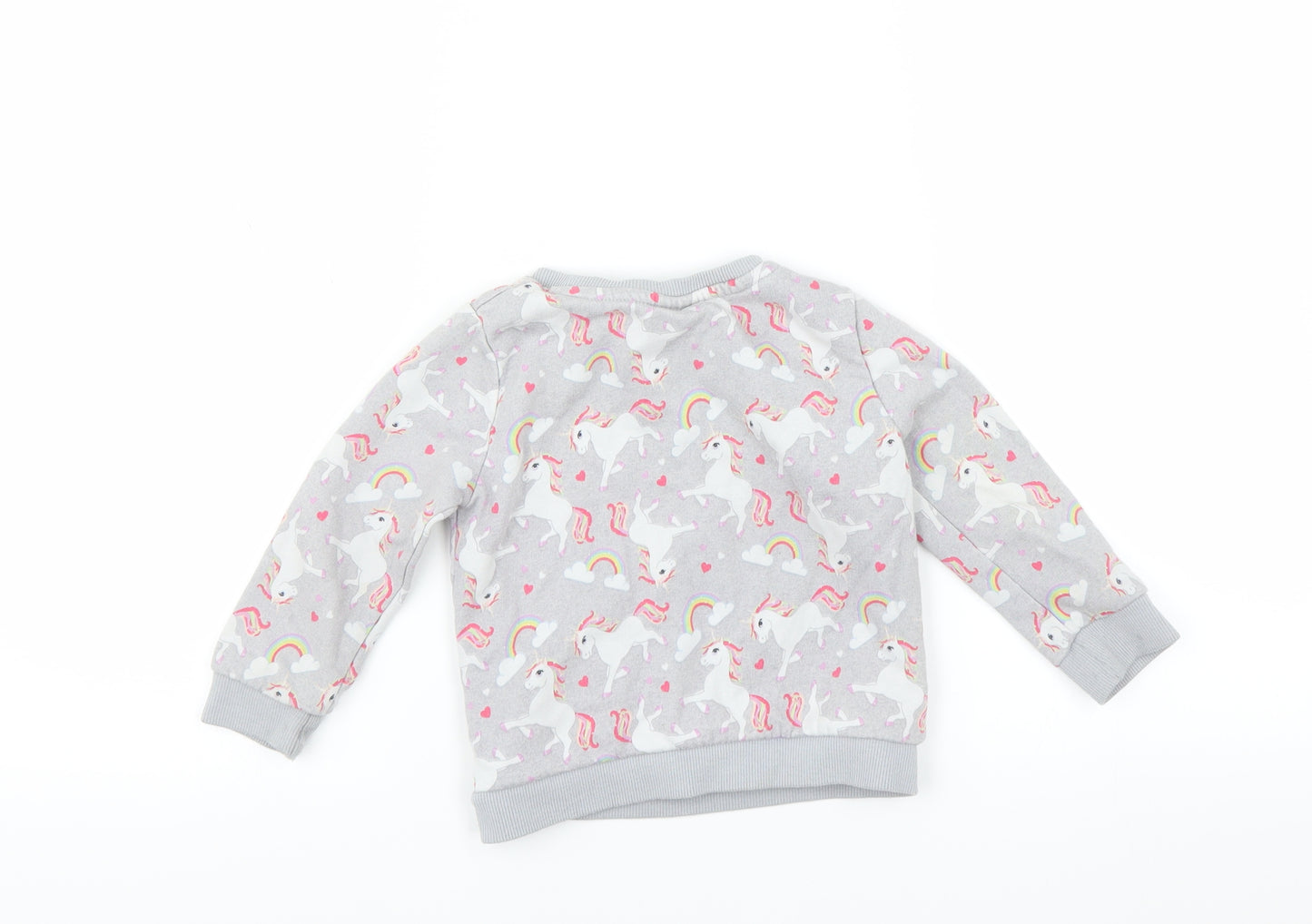 F&F Girls Grey   Pullover Sweatshirt Size 2-3 Years  - unicorn star