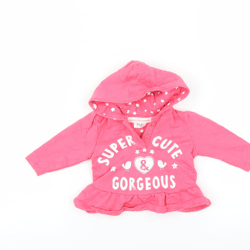 F&F Girls Pink   Pullover Jumper Size 3-6 Months  - hoodie
