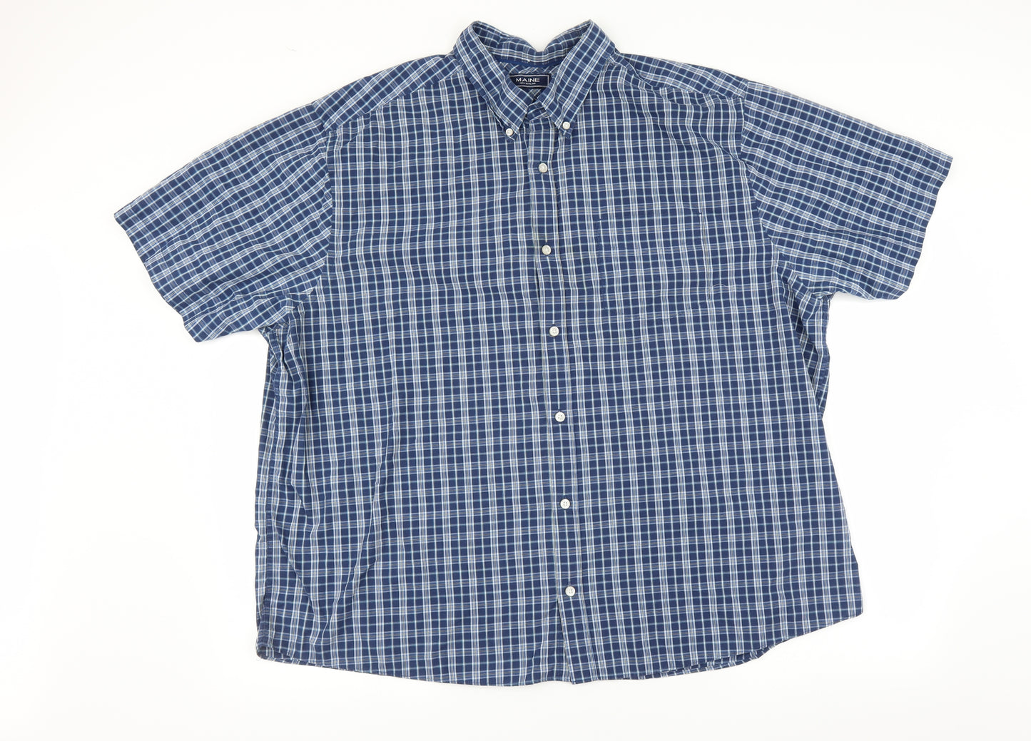 Maine New England Mens Blue Plaid   Button-Up Size 2XL