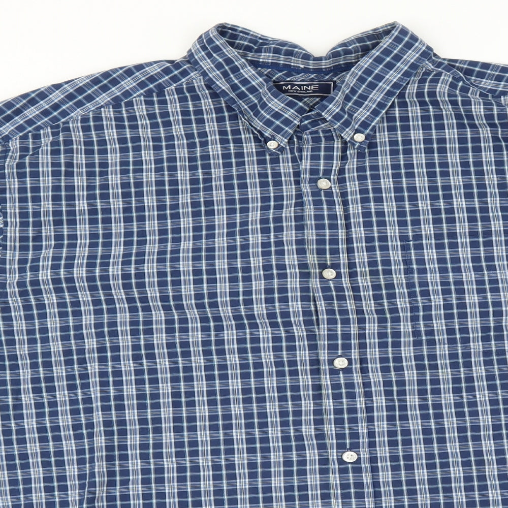 Maine New England Mens Blue Plaid   Button-Up Size 2XL