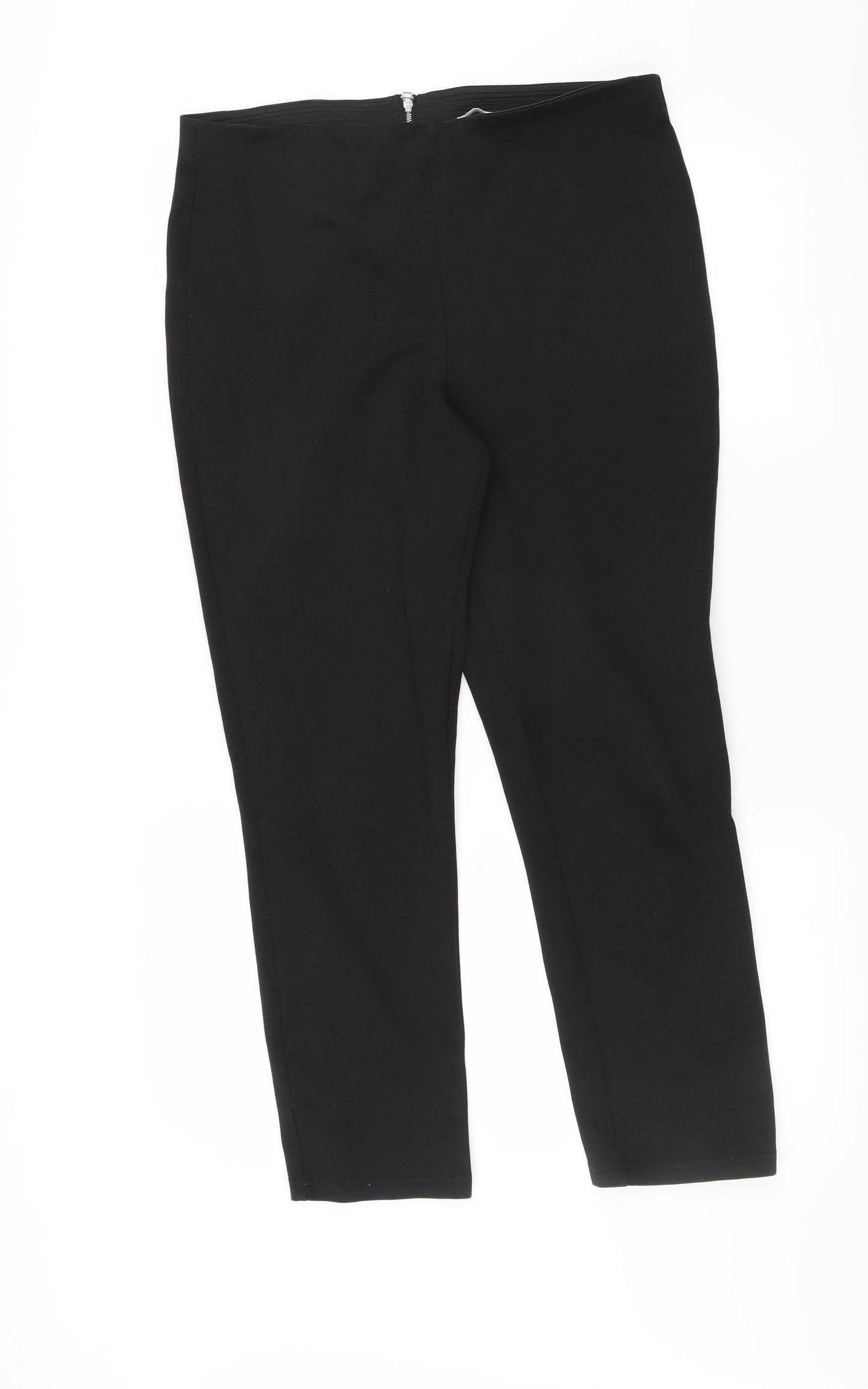 H&M Womens Black   Trousers  Size L L27 in - zip detail