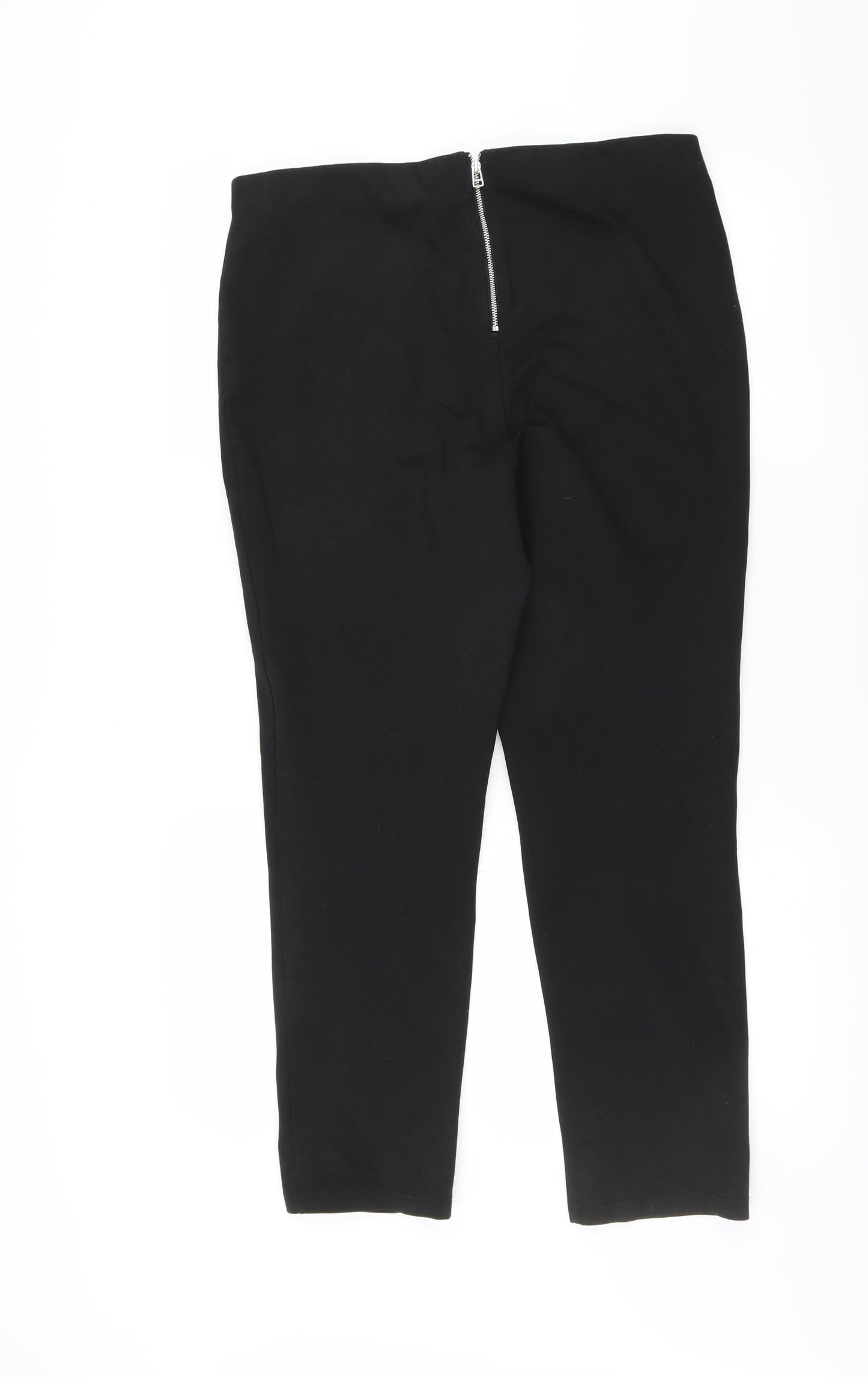 H&M Womens Black   Trousers  Size L L27 in - zip detail