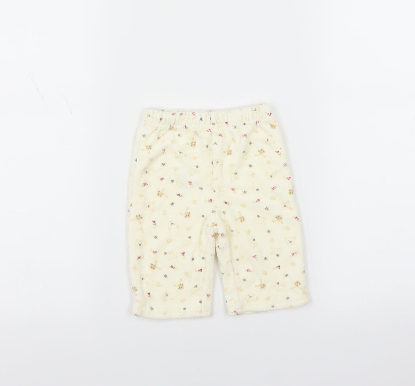 George Girls Ivory  Fleece  Trousers Size 0-3 Months  - bear print